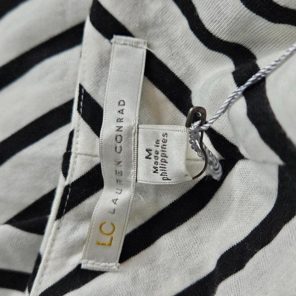 LC Lauren Conrad Sleeveless Racetrack Tank Black White Stripe Maxi Dress Medium - Picture 7 of 8